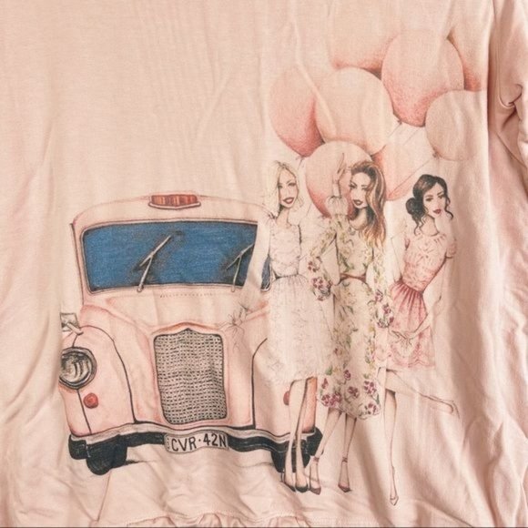 KNITIS Mauve Drawstring Waist Graphic Knit Top Size L/XL - Picture 2 of 6